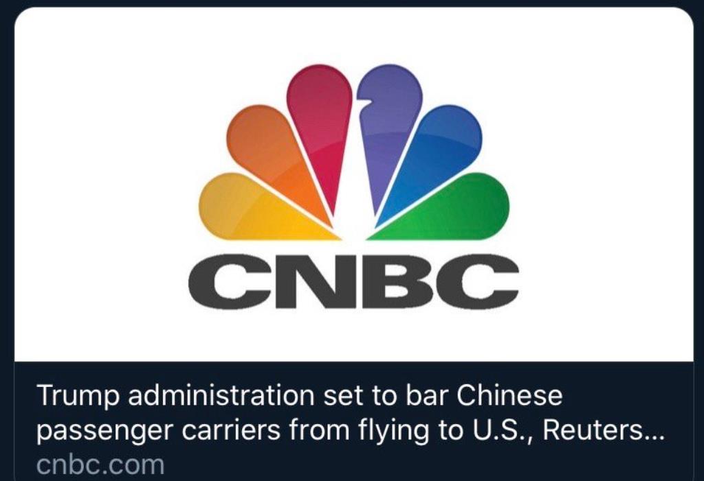 美国空运注意!美国暂停中国客运航空公司往返航班